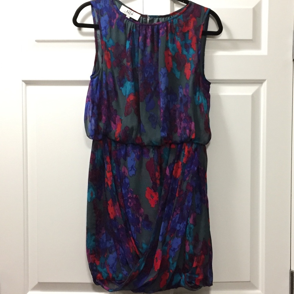 Tibi sleeveless watercolor mini dress